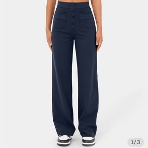 Halara High Waisted Button Multiple Pockets Straight Leg Casual Pants